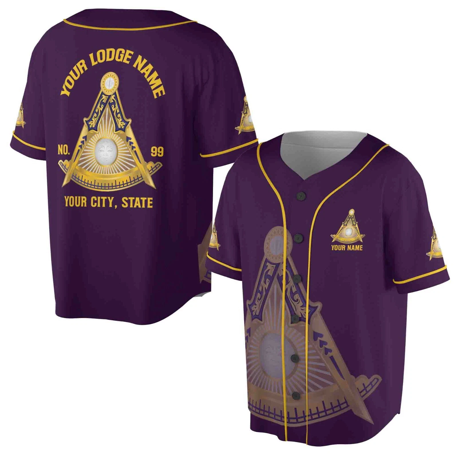Customized Freemasonry Past Master Masonic Multi-color Baseball Jersey