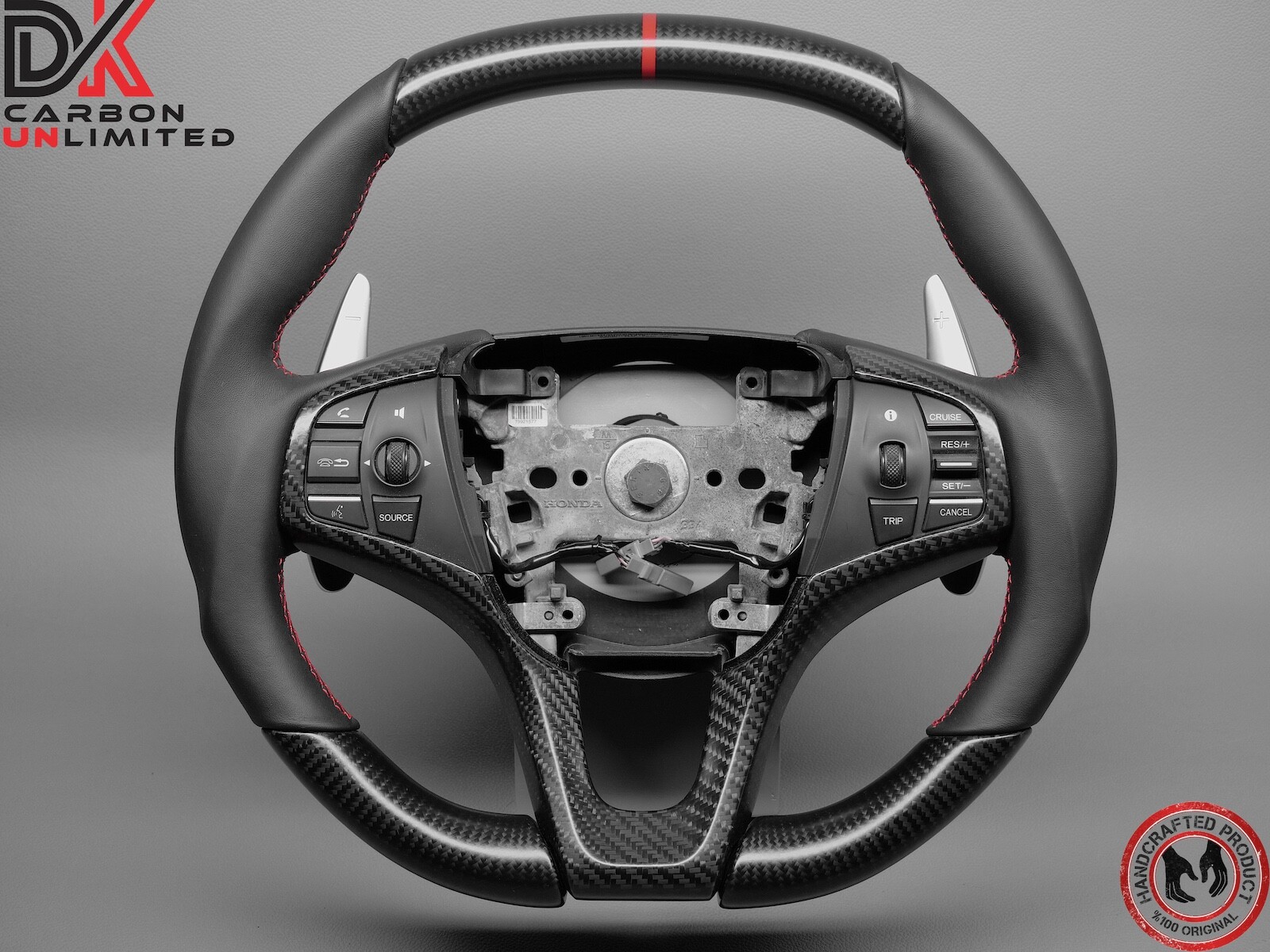Acura NSX 2nd Gen NC1 2016 2022 Red Ring Napa Satin Matte Carbon Steering Wheel