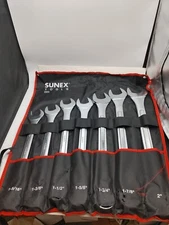 SUNEX TOOLS 9707A 7PC SAE RAISED PANAL JUMBO COMBINATION WRENCH SET W/ ROLL CASE