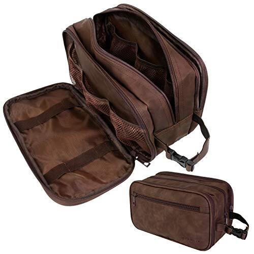 Water-Resistant Leather Toiletry Bag for Men, Compact Travel Dopp Kit-image