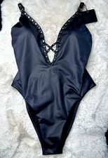 Honey Birdette EIVISSA🖤 Black & Gold Studded One Piece Swim Medium