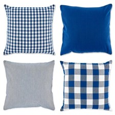 Design Imports Assorted Pillow Covers 18" x 18" Set of 4 Navy/White New
