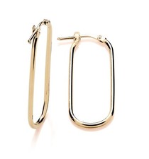 9ct Yellow Gold Paperclip Design Oval Hoop Ladies Earrings