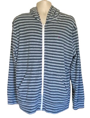 Tommy Hilfiger Men's Stripe French Terry Full Zip Hoodie Green