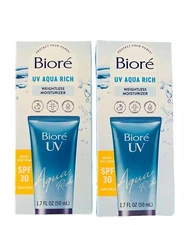 2Pk Bioré UV Aqua Rich SPF 30 Moisturizing Sunscreen Hyaluronic Acid 7/26