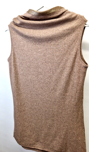 RIANI top women's sequin trim tank jersey sleeveless undershirt size 40 brown 2 - Picture 2 of 10