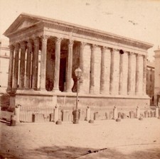 Felix FESCOURT La Maison Carrée de Nimes, stereoscopic view c.1870