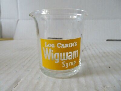 Vintage LOG  CABIN  WigWam  Syrup  Advertising Glass Dual 