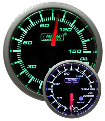 #ad Oil Pressure Gauge Peak warning Green White 52mm 2 1 16quot; Prosport Premium series $104.00