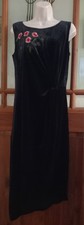 BNWT Vtg Look Stretch Velvet Embroidered Little Black Dress Size M Flapper Boho