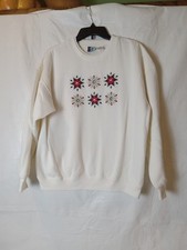 Vintage 90s Granny Holiday Sweatshirt Large Snowflake Retro