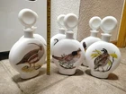 Vintage 1969 Field Birds Milk White Glass Decanter Dant Distillery Canada