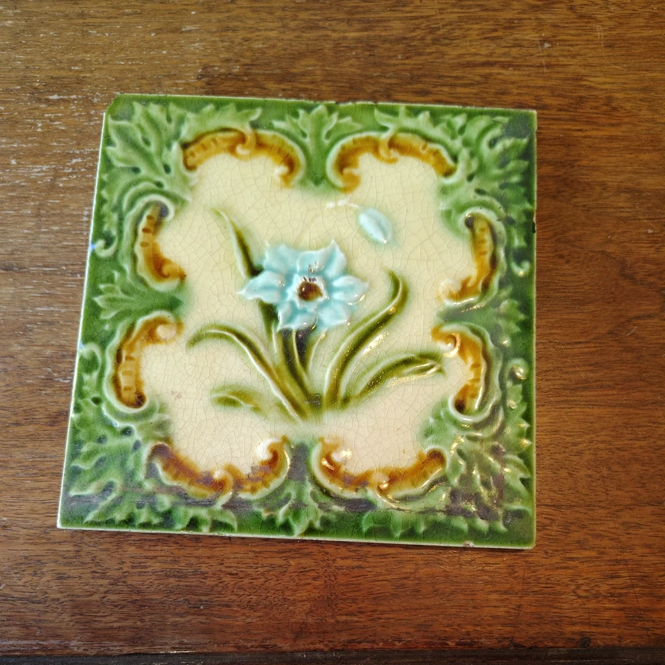 TILE MAJOLICA ART NOUVEAU ENGLAND  ARCHITECTURE set of 12 - Image 2 of 4