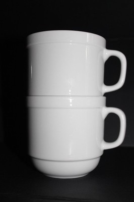 Tom s Diner by Oneida Stackable Porcelain Restaurant Ware Mugs-Set of 2 White