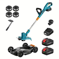 Seesii 12" Electric Lawn Mower Cordless Weed Wacker Trimmer Edger 2xBatteries