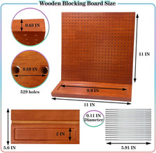 Granny Square Blocking Board 11" Crochet Blocking Board with 16 Pegs/Pins, Wo...