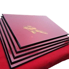 Echizen Lacquerware Natural Wood Maki-e Pine Needle Reversible Tray Set for Men 