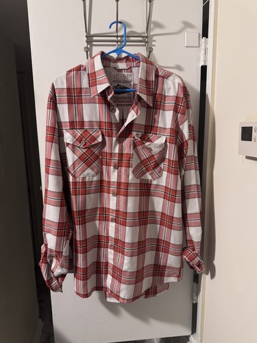 Dixxon Flannel Co Shirt Mens XL Red White Tramp S&S Form and Function Button Up