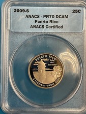 2009 S 25c Territories Quarter Puerto Rico ANACS PR70 DCAM