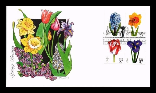 DR JIM STAMPS US COVER SPRING FLOWERS FIRST DAY ISSUE SETENANT FLEETWOOD