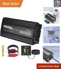1500W Pure Sine Wave Power Inverter 12V DC to 110V 120V AC with Listed Fuses...