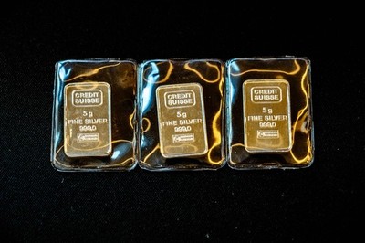 3x Credit Suisse Vintage 5 Gram .999 Fine Silver Bars (15 Grams)   Sealed - Rare