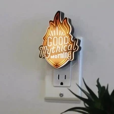 Good Mythical Morning LED Automatic Night Light in Black, 4in You Tuber Gift