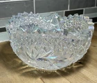 L.E. Smith Carnival Glass Bowl Comet In The Stars Iridescent Clear MCM Vintage