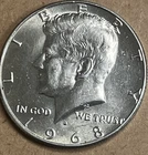 1968 Kennedy Half Dollar. 40% Silver. Shipping Is Free.