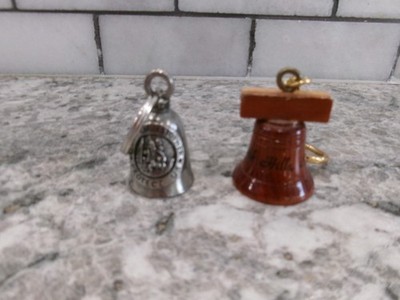 Vintage Bell Key Chains, Various Brands, Lot Of 2, Wood/Metal