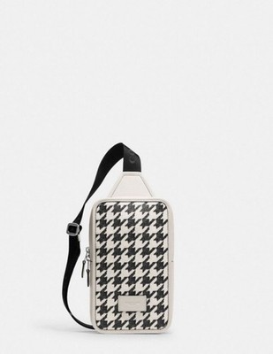 NWT COACH Sullivan Pack Crossbody Bag With Houndstooth Print in cream/black