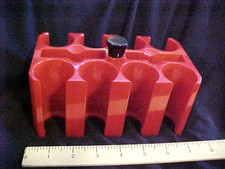 1940s BAKELITE CATALIN RED SLIGHT MARBLING BLACK TOP KNOB..POKER CHIP RACK CADDY