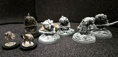 GW Citadel Ogres x5 w/2 Gnoblar/ WFB TOW, Metal- Rare 