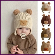 Baby wool hat cute bear ear protection hat children winter thickened warm