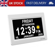 YCOO Dementia Clock, Day Date Digital Clock with Sun/Moon Icons, Large Clear Dig