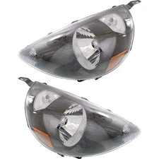 Left & Right Headlights For Honda Fit 2007-2008 Halogen w/ Bulbs Nighthawk Black