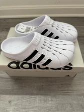 adidas Unisex-Adult Adilette Clog Slide Sandal White - Size 7M - 8W