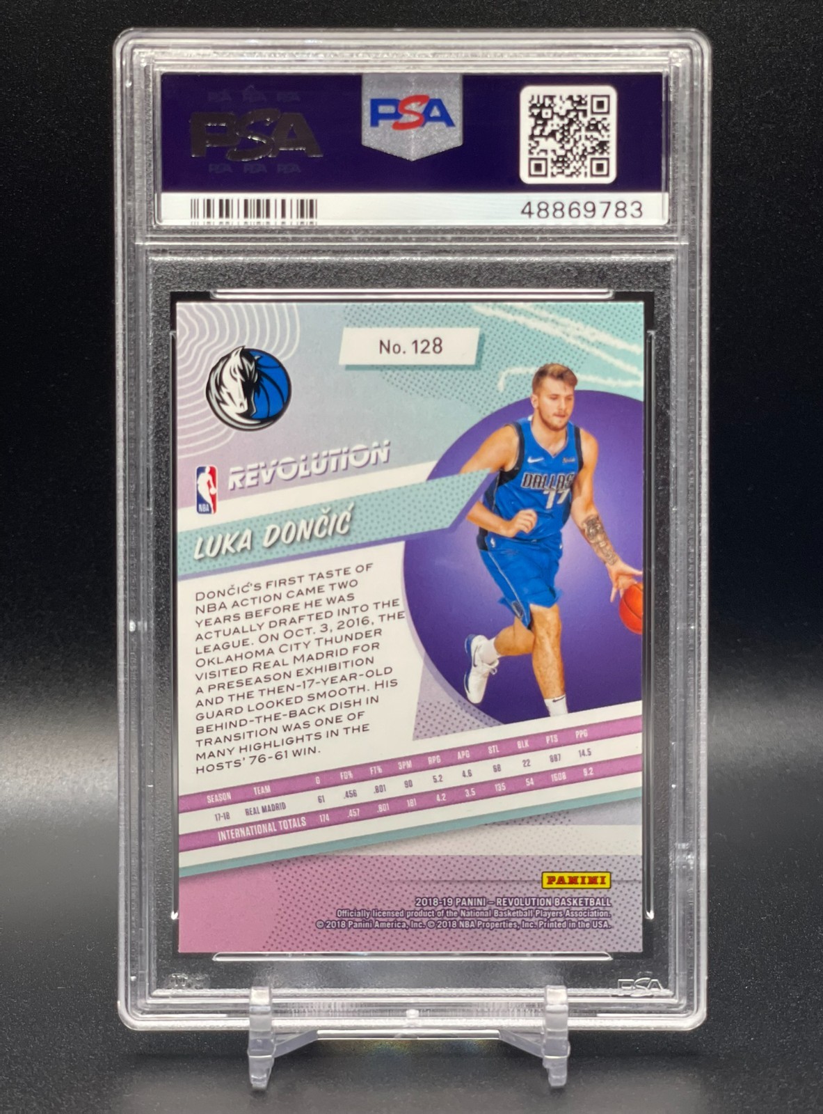2018-19 PANINI REVOLUTION #128 LUKA DONCIC ROOKIE RC MAVERICKS PSA 10 GEM MINT! view 2