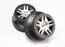 Traxxas 1/10 Slash 4x4 Ultimate  SCT SS Beadlock Style Wheels, Satin Chrome/Bla