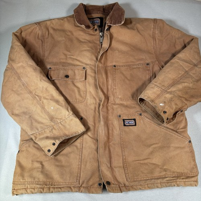 #ad Vintage Big Smith Workwear Canvas Jacket Men#x27;s L Quilted Lined Barn Chore Coat $30.00
