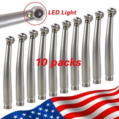 10 Pieza de mano alta velocidad de fibra óptica LED dental estilo NSK 2 agujeros