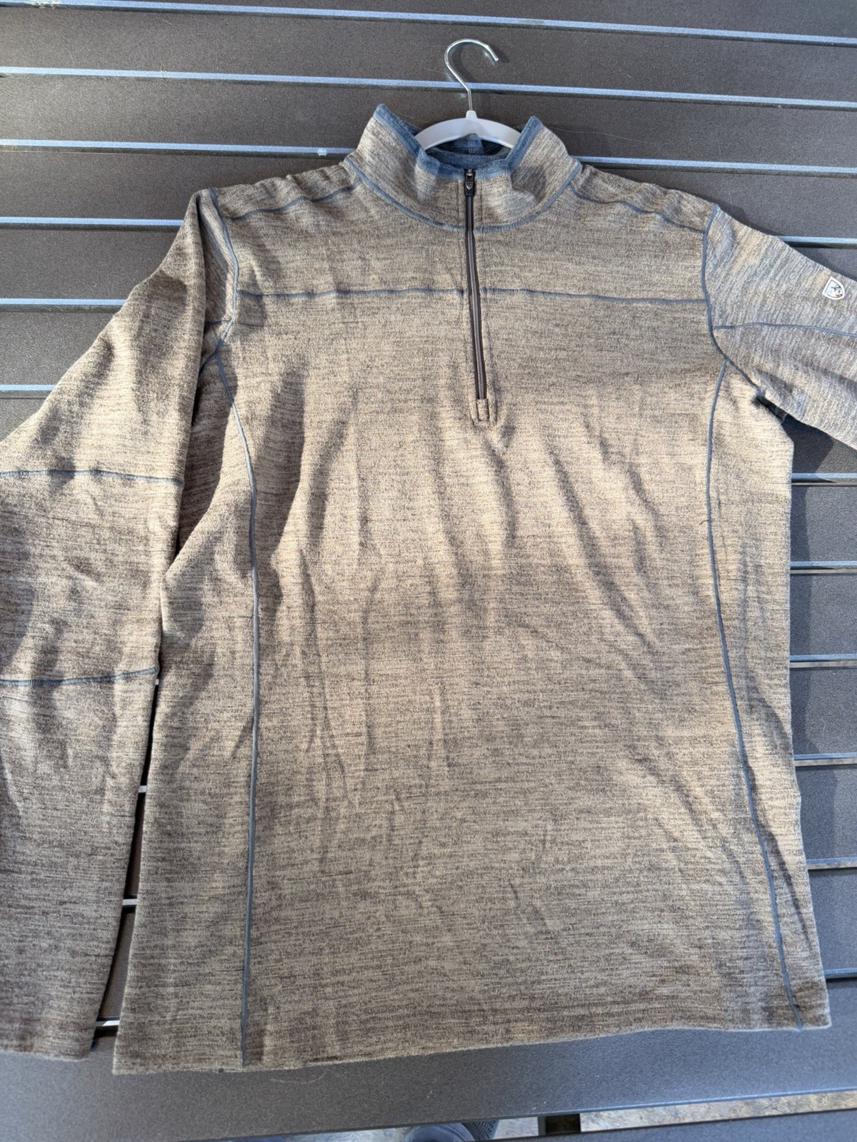 Kuhl Ryzer 1/4 Zip Pullover Sweater Lightweight Outdoor Hiking Brown Mens Medium