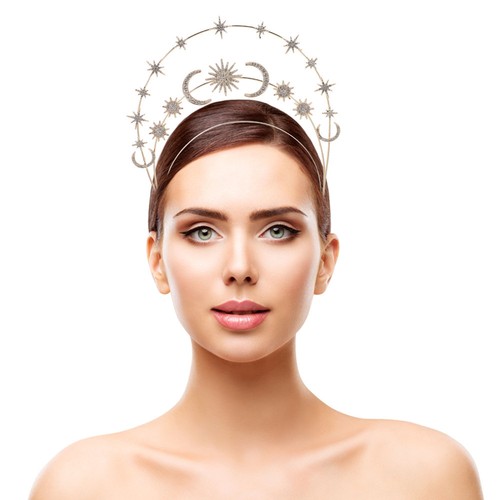 Moon Hairband Star Crowns for Women Starheadband Bride Headpiece - Imagen 7 de 12