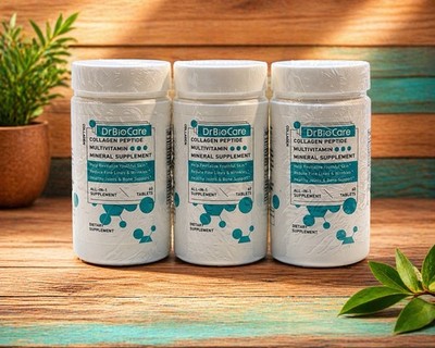 3 Pack Dr BioCare Collagen Peptide Multi Vitamin Mineral Supplement 60 Tablets
