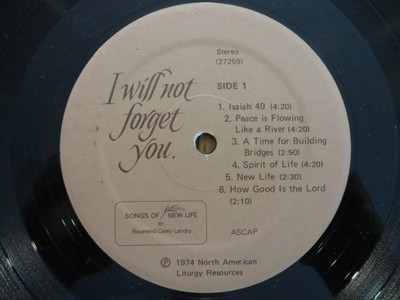 Reverend Carey Landry   I Will Not Forget You - 1974 LP VG RECORD ONLY NO COVER