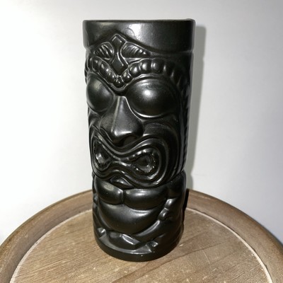 Otagiri OMC Japan Hawaiian Tiki Satin Matte Black Polynesian Mug Cup 6''