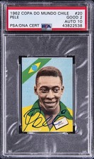 1962 J. DIAS CAMPOS COPA DO MUNDO CHILE 1962 #20 PELE PSA 2 AUTO 10