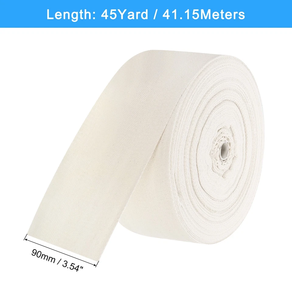 Twill Tape, 1Pcs 45Yard*90mm Cotton Ribbon Herringbone Tape for Bag(Beige White) - Изображение 2 из 4