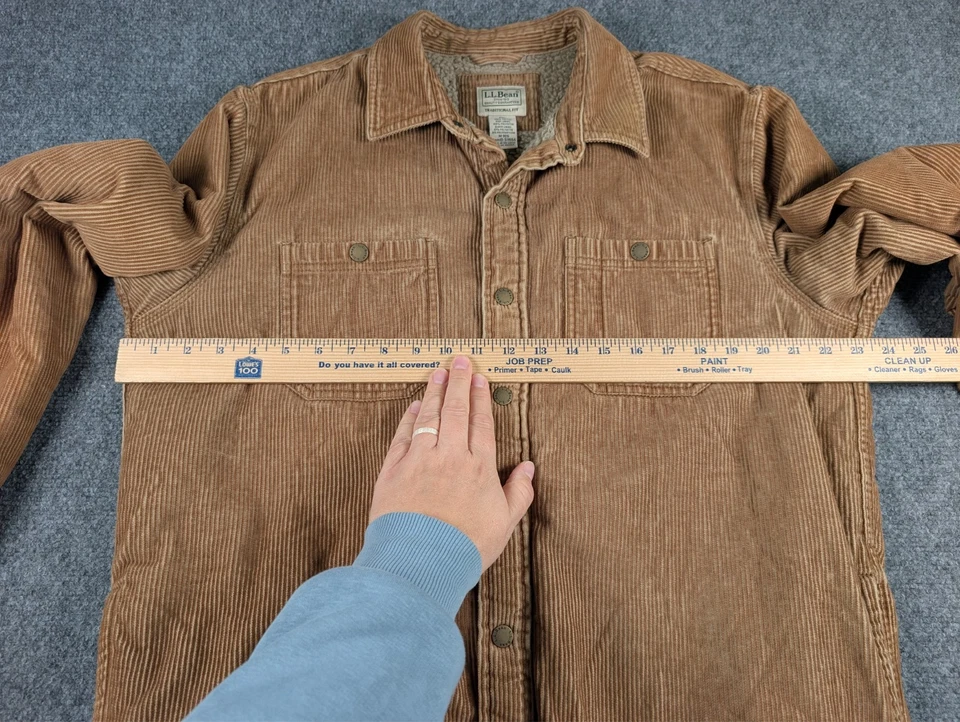 LL Bean 1912 наследия с подкладкой рубашка Jac мужской M Reg Trad Fit коричневый вельветовый флис - Изображение 4 из 4