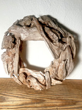 Kranz, Holz-Kranz "Treibholz", Farbe: diamant, DM 30 cm, Unikat